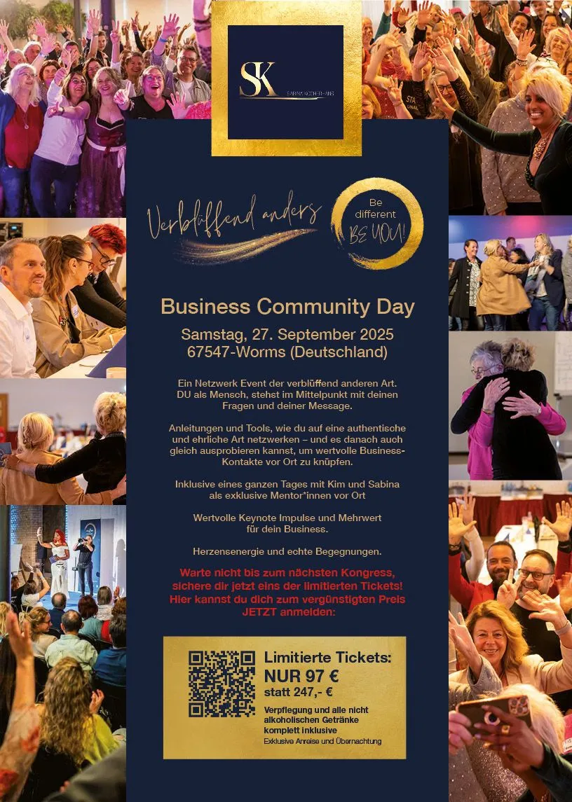 Einladungsflyer zum Business Community Day von Sabina Kocherhans